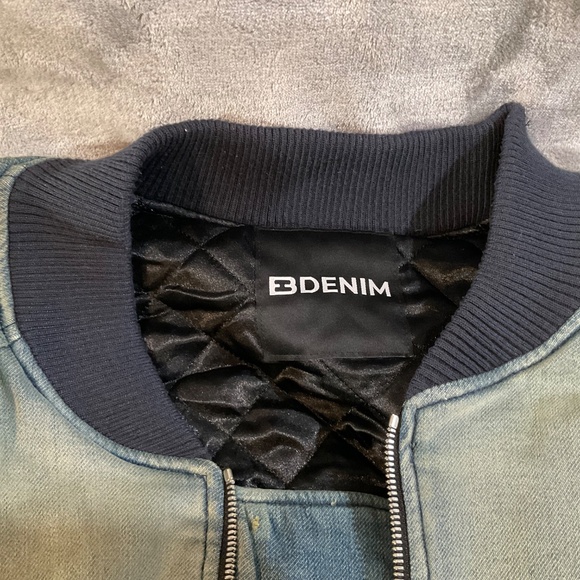 New EB Denim’s Lombardi Zip Cropped bomber jacket in colorway Olio (Blue Ombre) - Picture 3 of 6